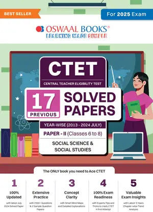 Oswaal Ctet (Central Teacher Eligibility Test) 15 Previous Solved Papers Year-Wise (2014-2024) Paper-II (Classes 6 to 8) Social Science/Social Studies (for 2025 Exam) - Retail Maharaj