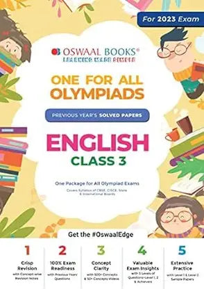 Oswaal One for All Olympiad Previous Years' Solved Papers, Class-3 English Book - Retail Maharaj