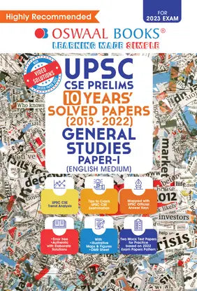 Oswaal UPSC CSE Prelims 10 Years' Solved Papers (2013-2022) General Studies Paper-1 - Retail Maharaj