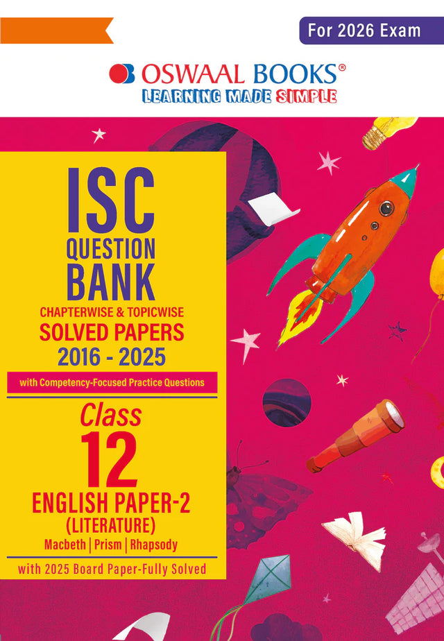 Oswaal ISC Question Bank Chapterwise & Topicwise Solved Papers Class 12 English-2 For 2026 Exam - Retail Maharaj