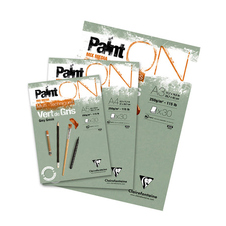 Clairefontaine Paint’On Multi-Technique Grey Green Mixed Media Pad 250 GSM - Retail Maharaj