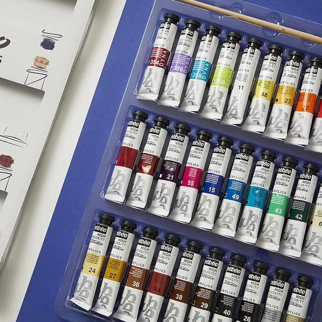 Pebeo Studio Acrylics High Viscosity Sets Thick Satin Finish Artist Acrylic Paint Tubes for Canvas Wood and Mixed Media