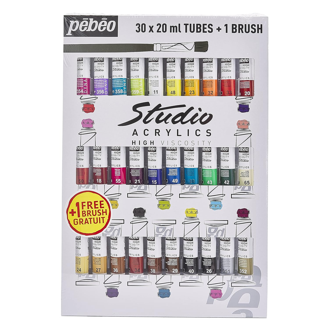 Pebeo Studio Acrylics High Viscosity Sets Thick Satin Finish Artist Acrylic Paint Tubes for Canvas Wood and Mixed Media