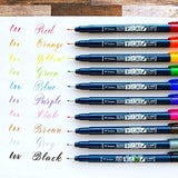 Tombow Fudenosuke Hard Tip Brush Pen Set of 10 Assorted Colours