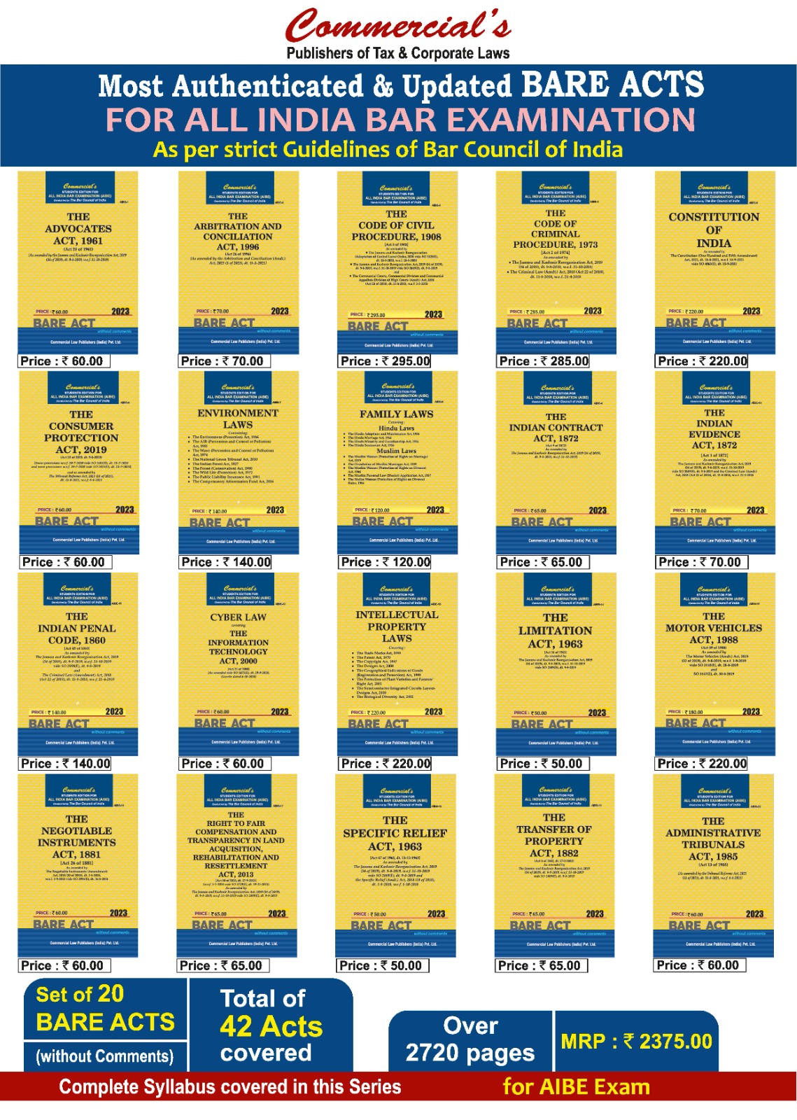All India Bar Exam (AIBE) Set of 20 Books - Retail Maharaj