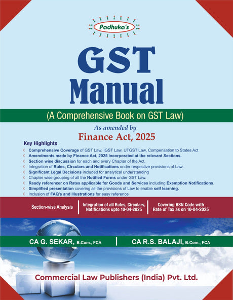 GST Manual (A Comprehensive Book on GST Law) As amended by Finance Act, 2025 - Retail Maharaj
