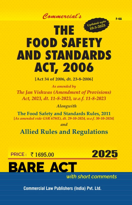 Food Safety and Standards Act, 2006 As amended by The Jan Vishwas (Amendment of Provisions) Act, 2023, dt. 11-8-2023, w.e.f. 11-8-2023 - Retail Maharaj