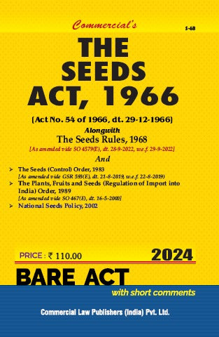 Seeds Act, 1966 with Rules, 1968 [As amended vide SO 4579(E) dt. 28-9-2022, w.e.f. 29-9-2022] - Retail Maharaj