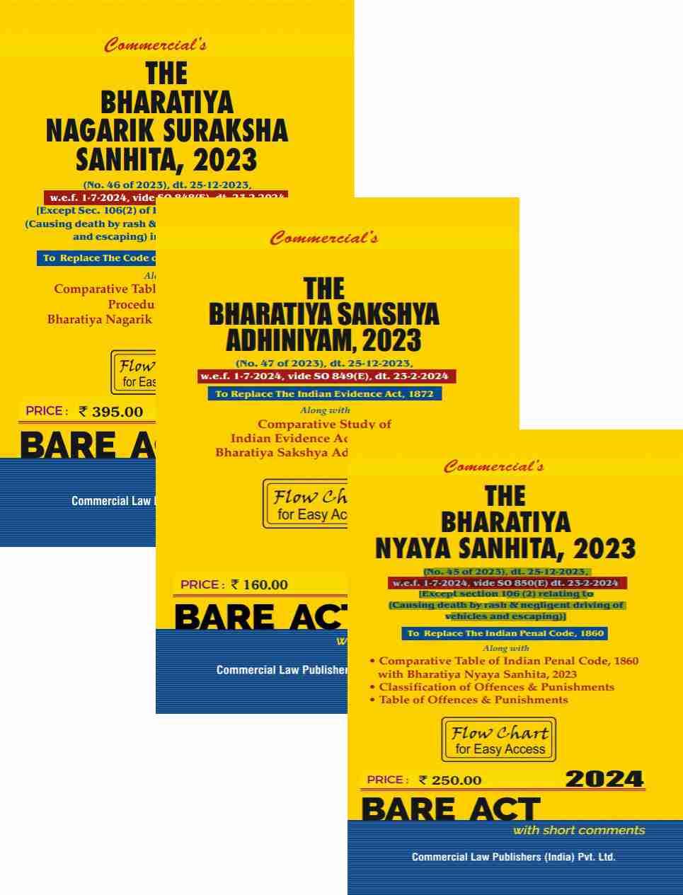 Combo Pack of New Criminal Laws Acts : Bharatiya Nyaya Sanhita, 2023, Bharatiya Nagarik Suraksha Sanhita, 2023 & Bharatiya Suraksha Adhiniyam, 2023 - Retail Maharaj