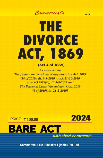 Divorce Act, 1869 As amended by The Jammu & Kashmir Reorganisation Act, 2019 - Retail Maharaj