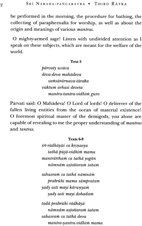 SRI NARADA PANCARATRA: 2 Volumes (Translation & Transliteration) (An Old and Rare Book) - Retail Maharaj