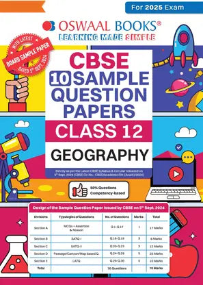 Oswaal CBSE Sample Question Papers Class 12 Geography (For 2025 Exam) - Retail Maharaj