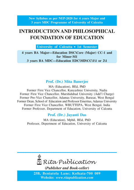 CC-1 Introduction and Philosophical Foundation of Education_CU_1st Sem_4yrs Major_Minor and 3yrs_MDC - Retail Maharaj