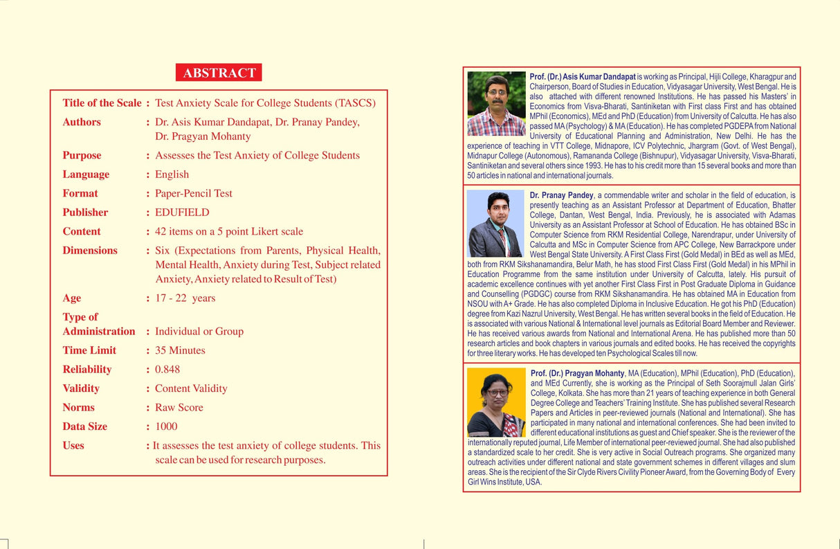 Scale_Test Anxiety Scale for College Students (English Version)_TASCS - Retail Maharaj