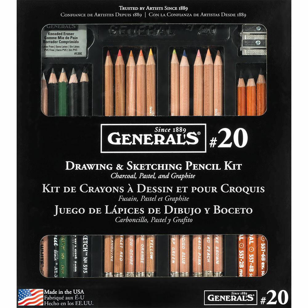 General’s Classic Drawing and Sketching Kit – 22 Piece Artist Set