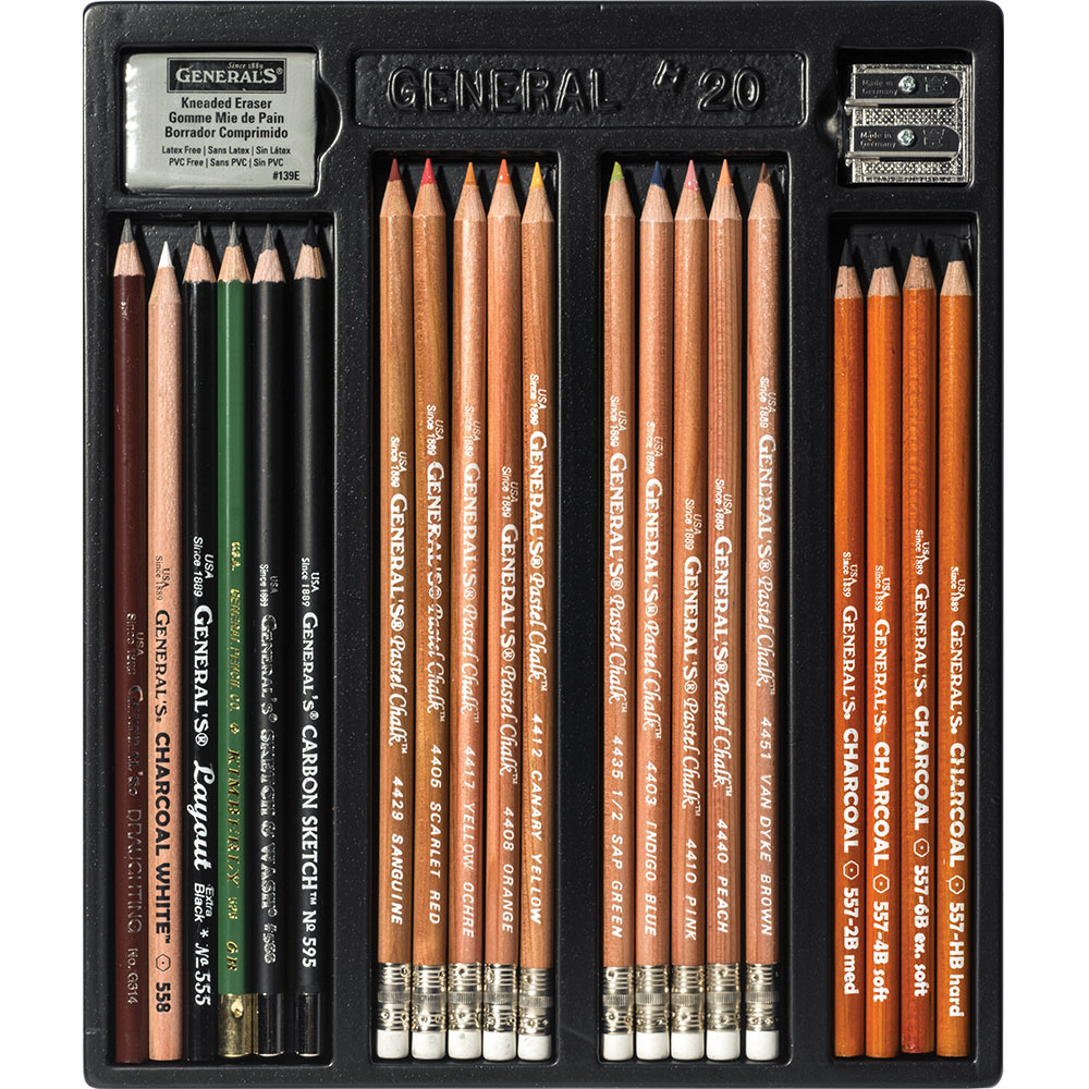 General’s Classic Drawing and Sketching Kit – 22 Piece Artist Set