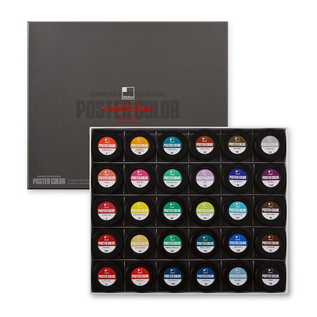 Shinhan Professional Poster Color 12, 24, 30 Color Set – A & B Type ...