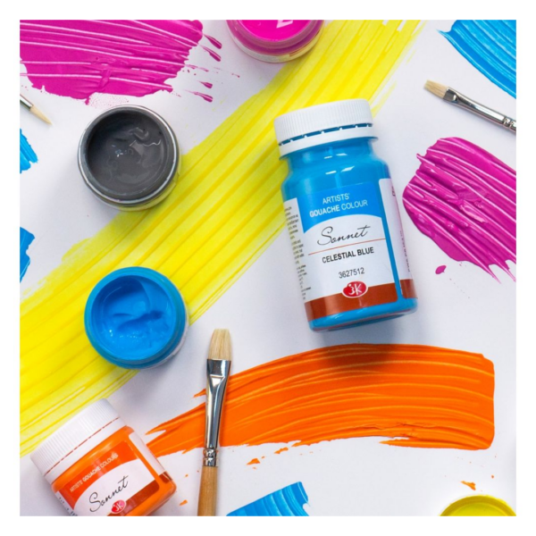 Sonnet Artists Fluorescent Gouache Colours 100 ml Matte Finish Bright Fluorescent Paint for Decorative Art and Illustration