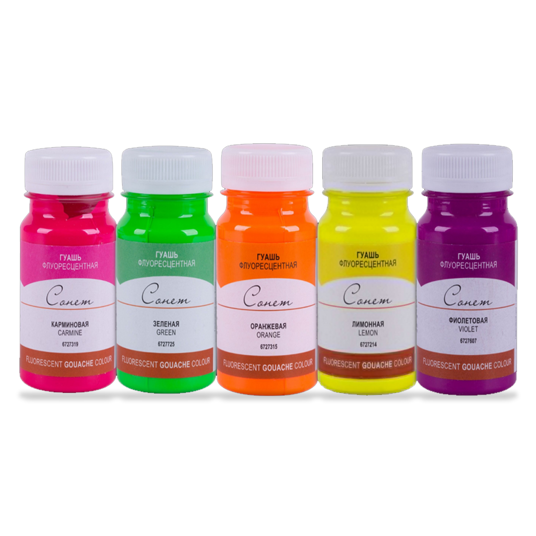 Sonnet Artists Fluorescent Gouache Colours 100 ml Matte Finish Bright Fluorescent Paint for Decorative Art and Illustration