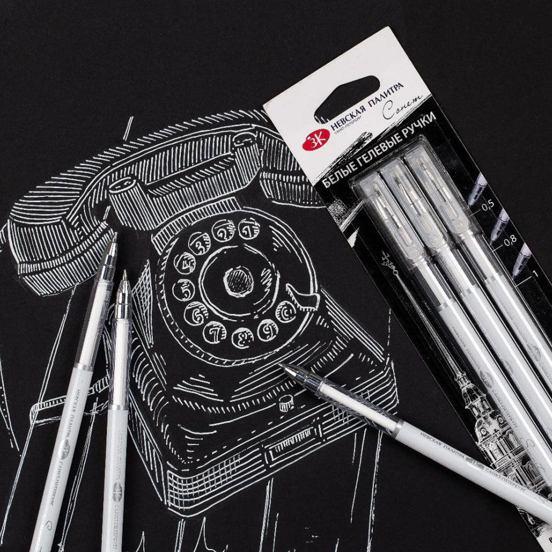 Sonnet White Gel Pens Set for Drawing Lettering and Highlights Pack of Three