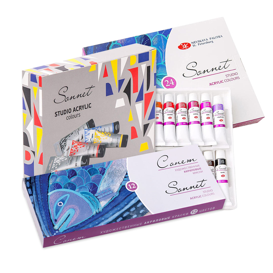 Sonnet Studio Acrylic Colour Set Artist Grade Bright Smooth Blendable Acrylic Paint Tubes for Painting and Crafts