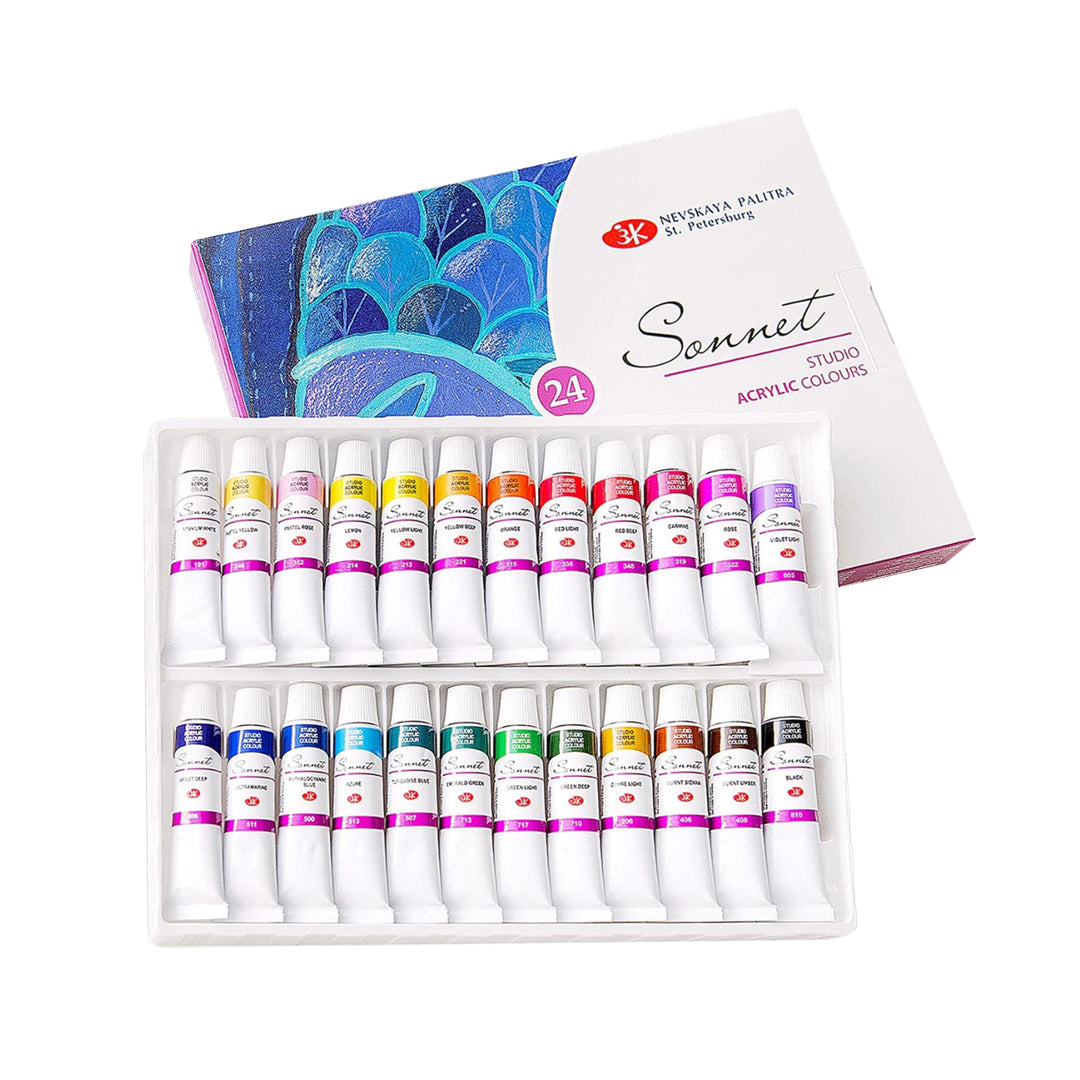 Sonnet Studio Acrylic Colour Set Artist Grade Bright Smooth Blendable Acrylic Paint Tubes for Painting and Crafts