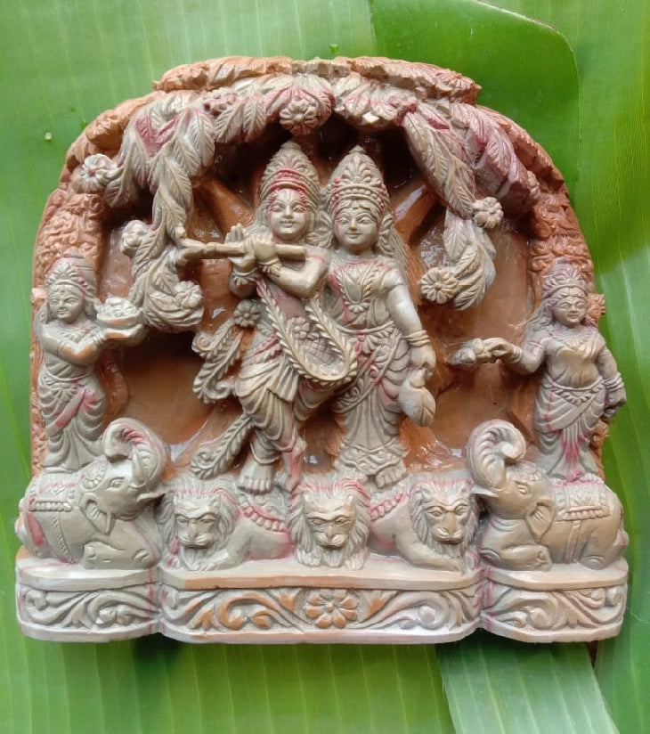 Soapstone Carving – Radha Krishna Under Kadamba Tree – Handcrafted Divine Art