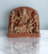 Soapstone Carving – Goddess Durga Slaying Mahishasura – Handcrafted Spiritual Masterpiece