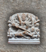 Soapstone Carving – Goddess Durga Slaying Mahishasura – Handcrafted Spiritual Masterpiece