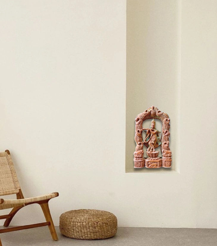 Odisha Soapstone Carving – Krishna with Peacocks – Handcrafted Divine Sculpture
