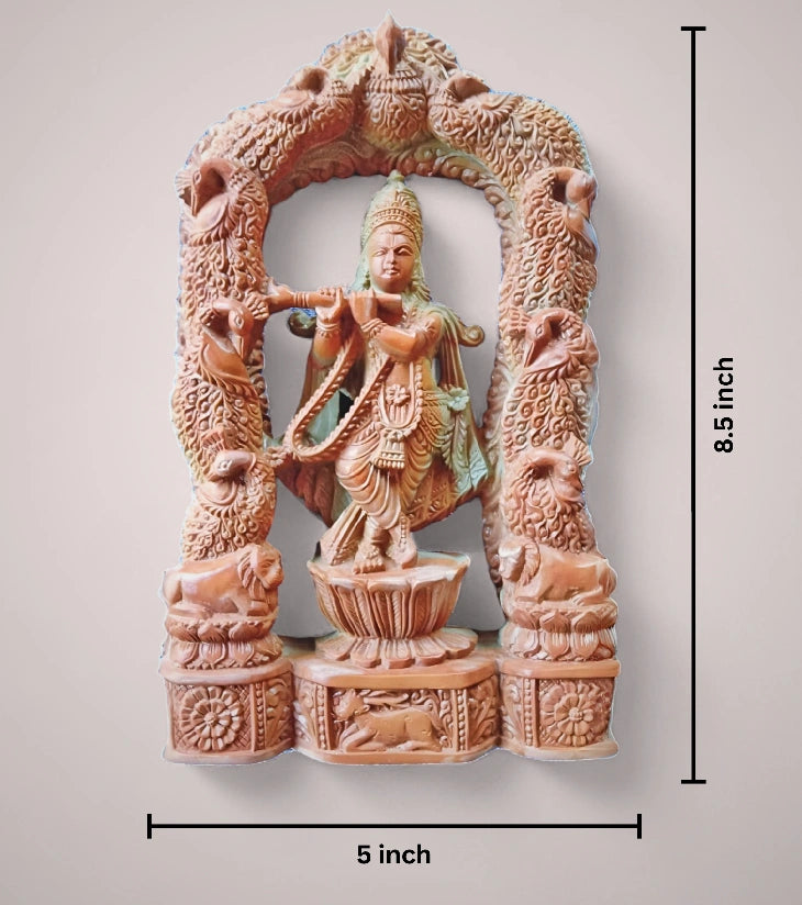 Odisha Soapstone Carving – Krishna with Peacocks – Handcrafted Divine Sculpture