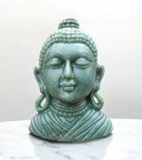 Odisha Green Stone Carving – Buddha Head – Handcrafted Spiritual Sculpture