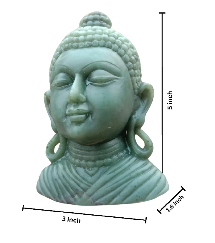 Odisha Green Stone Carving – Buddha Head – Handcrafted Spiritual Sculpture