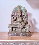 Soapstone Carving – Ganesh on Throne – Handcrafted Divine Art