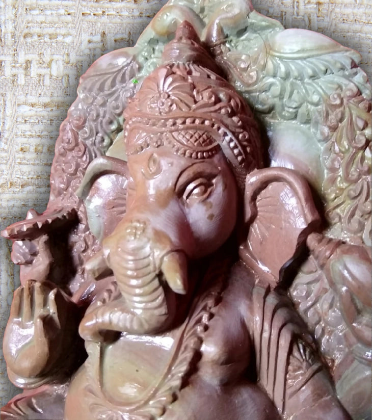 Soapstone Carving – Ganesh on Throne – Handcrafted Divine Art