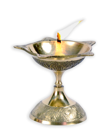 Diya Stand (Small) - Flower-Cut Design for Spiritual Worship - Retail Maharaj