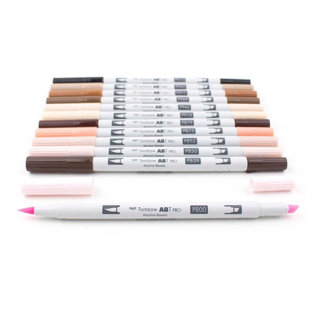Tombow ABT PRO Alcohol Based Dual Tip Art Markers People Skin Tone Palette Set of 12