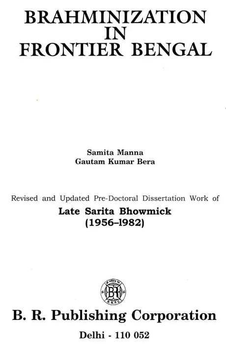Brahminization in Frontier Bengal - Retail Maharaj
