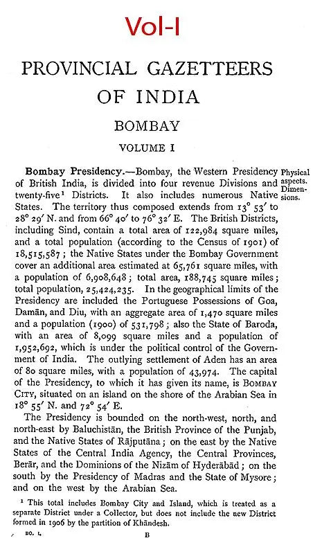 Imperial Gazetteer Of India Provincial Series Bombay Presidency (Set of 2 Volumes) - Retail Maharaj