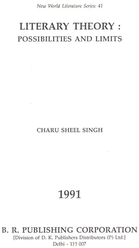 Literary Theory: Possibilites And Limits (An Old & Rare Book) - Retail Maharaj