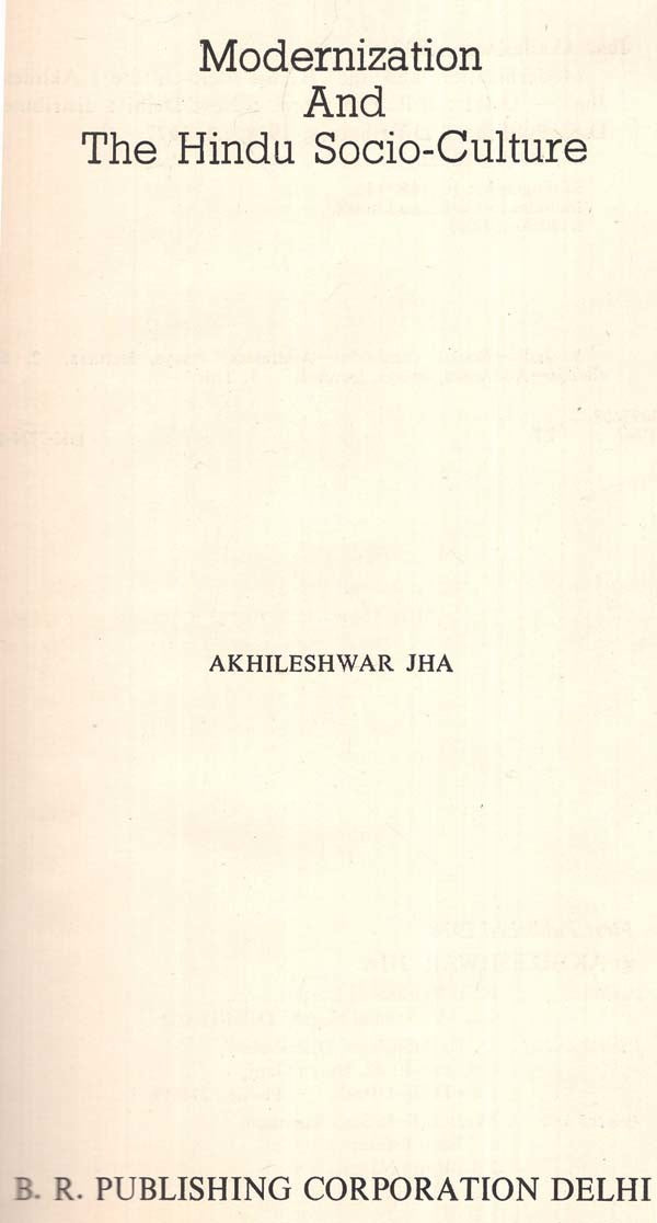 Modernization And The Hindu Socio-Culture (An Old And Rare Book) - Retail Maharaj