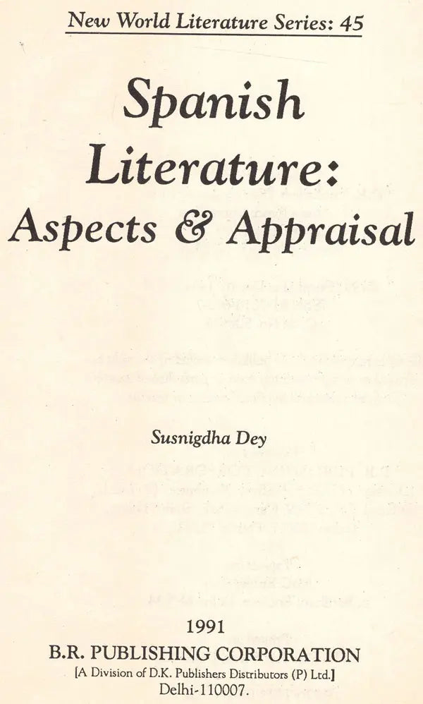 Spanish Literature Aspects & Appraisal (An Old & Rare Book) - Retail Maharaj