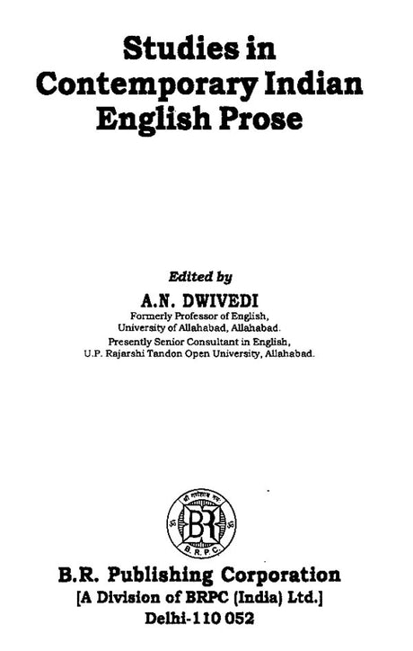 Studies in Contemporary Indian English Prose - Retail Maharaj