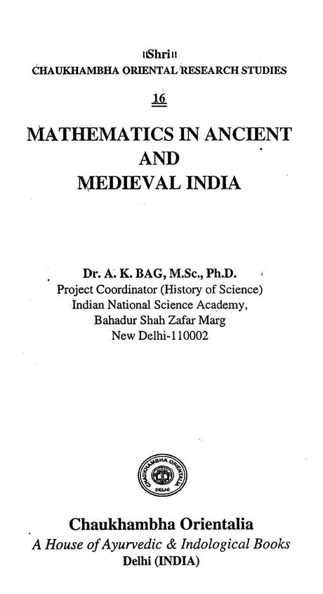 Mathematics in Ancient and Medieval India - Retail Maharaj