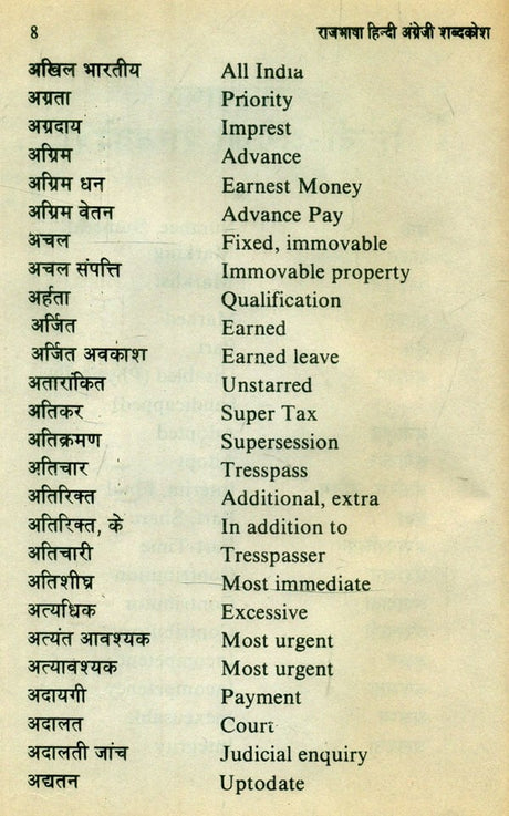 राजभाषा हिन्दी-अंग्रेजी शब्दकोश- Official Hindi-English Dictionary (An Old and Rare Book) - Retail Maharaj