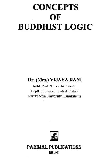 Concepts of Buddhist Logic - Retail Maharaj