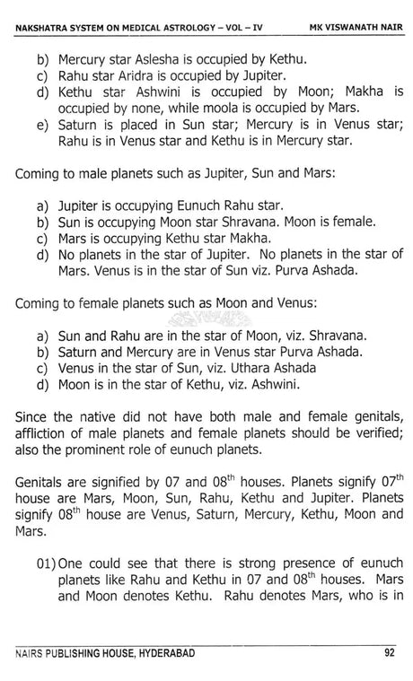Nakshatra System on Medical Astrology (Volume 4) [English] By MK Viswanath Nair - Retail Maharaj