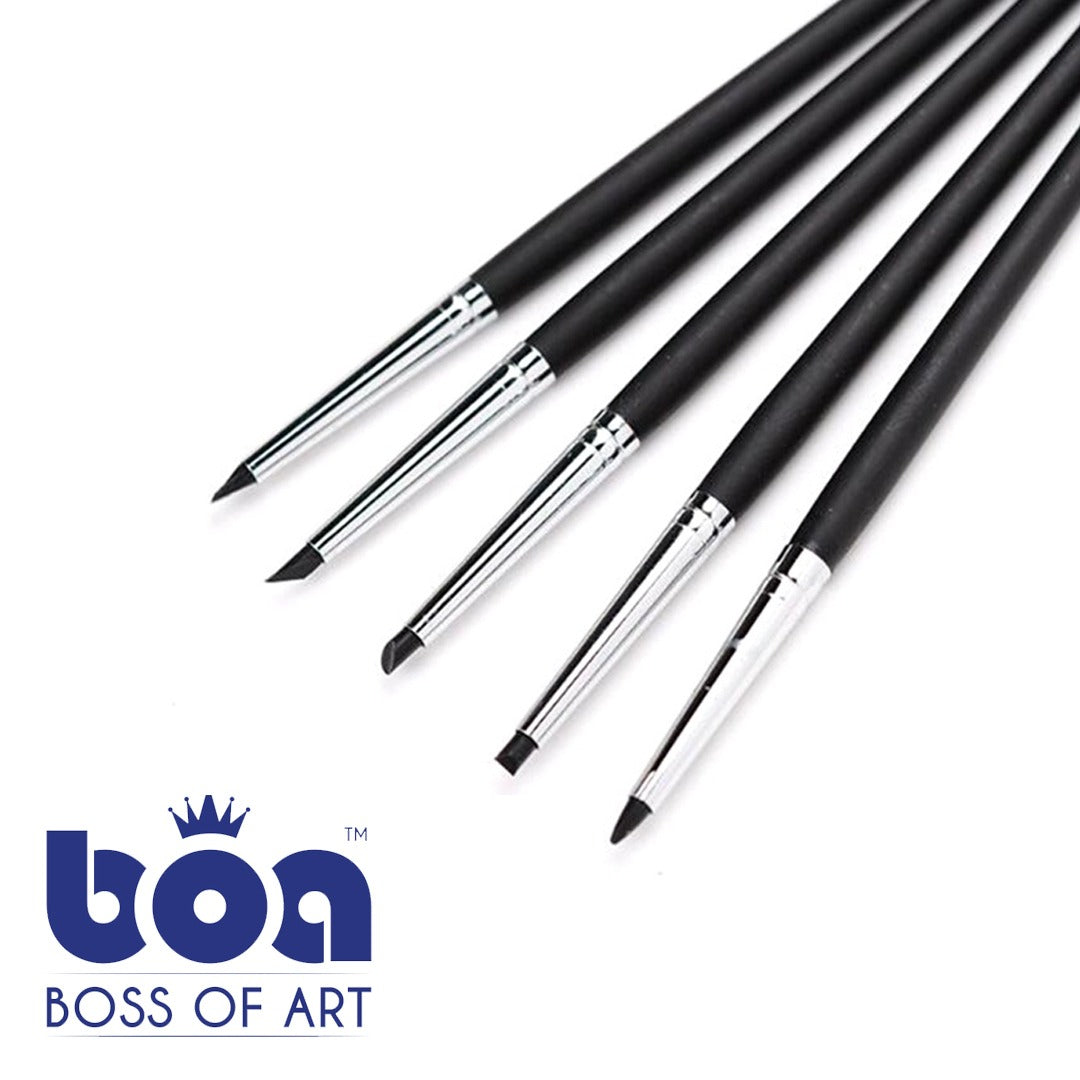 Boss Of Art – Thin Sized Long Handle Rubber Tip Shapers (5 Pieces Set) - Retail Maharaj