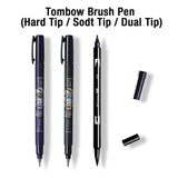 Tombow Fudenosuke and ABT Brush Pens Hard Tip Soft Tip and Dual Tip Black