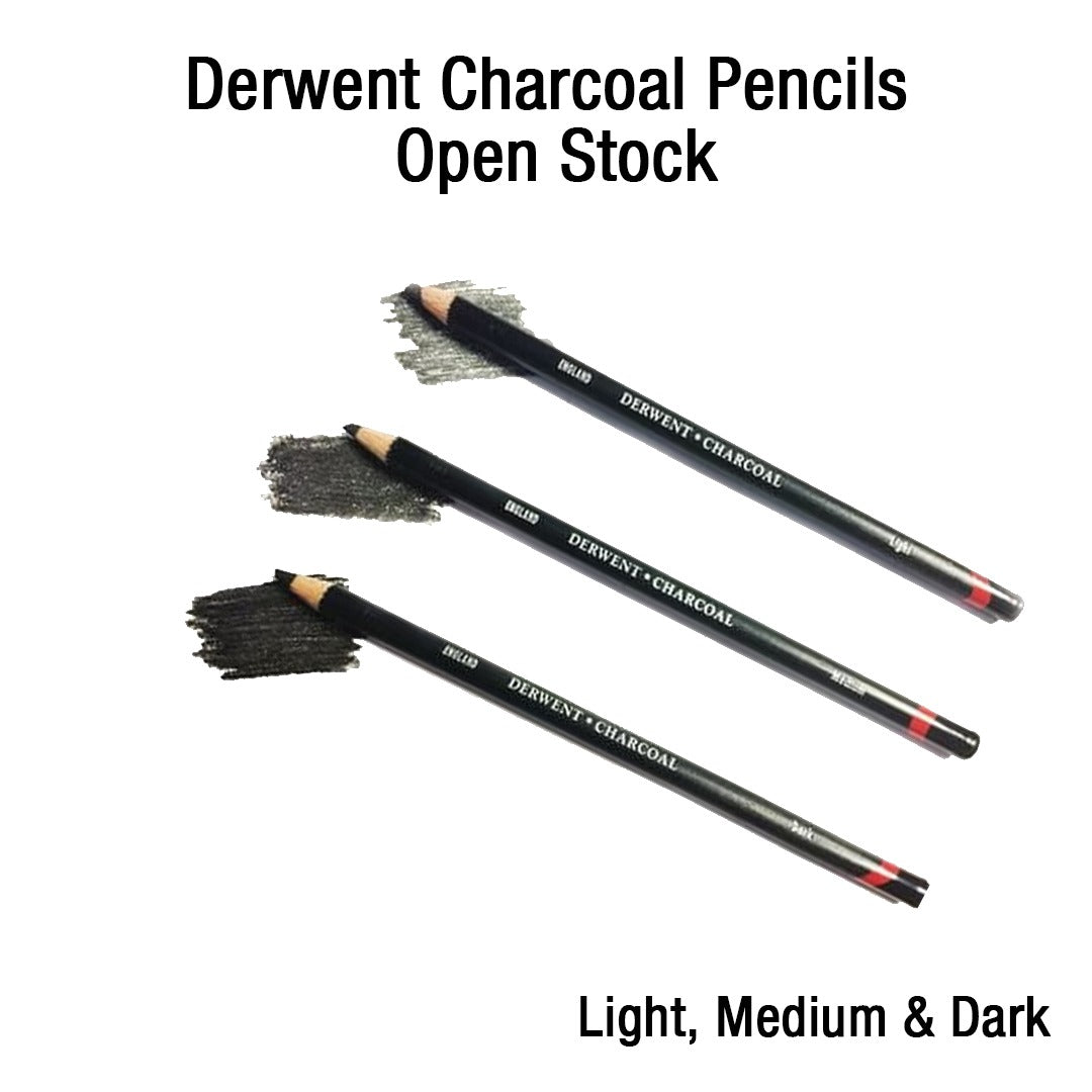 Derwent Charcoal Drawing Pencil Open Stock Light Medium or Dark